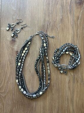 Silpada Hailstone Necklace Bracelet Earrings Matching Set Sterling Silver